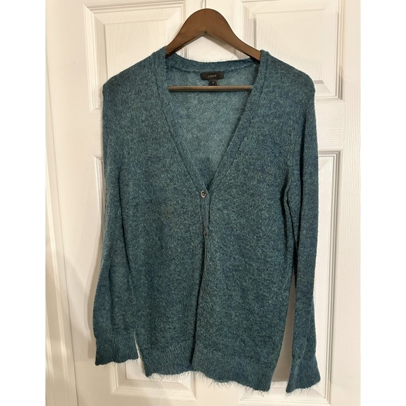 J. Crew Sweaters - J Crew Mohair Blend V Neck Cardigan Sweater Teal Blue Size Small
